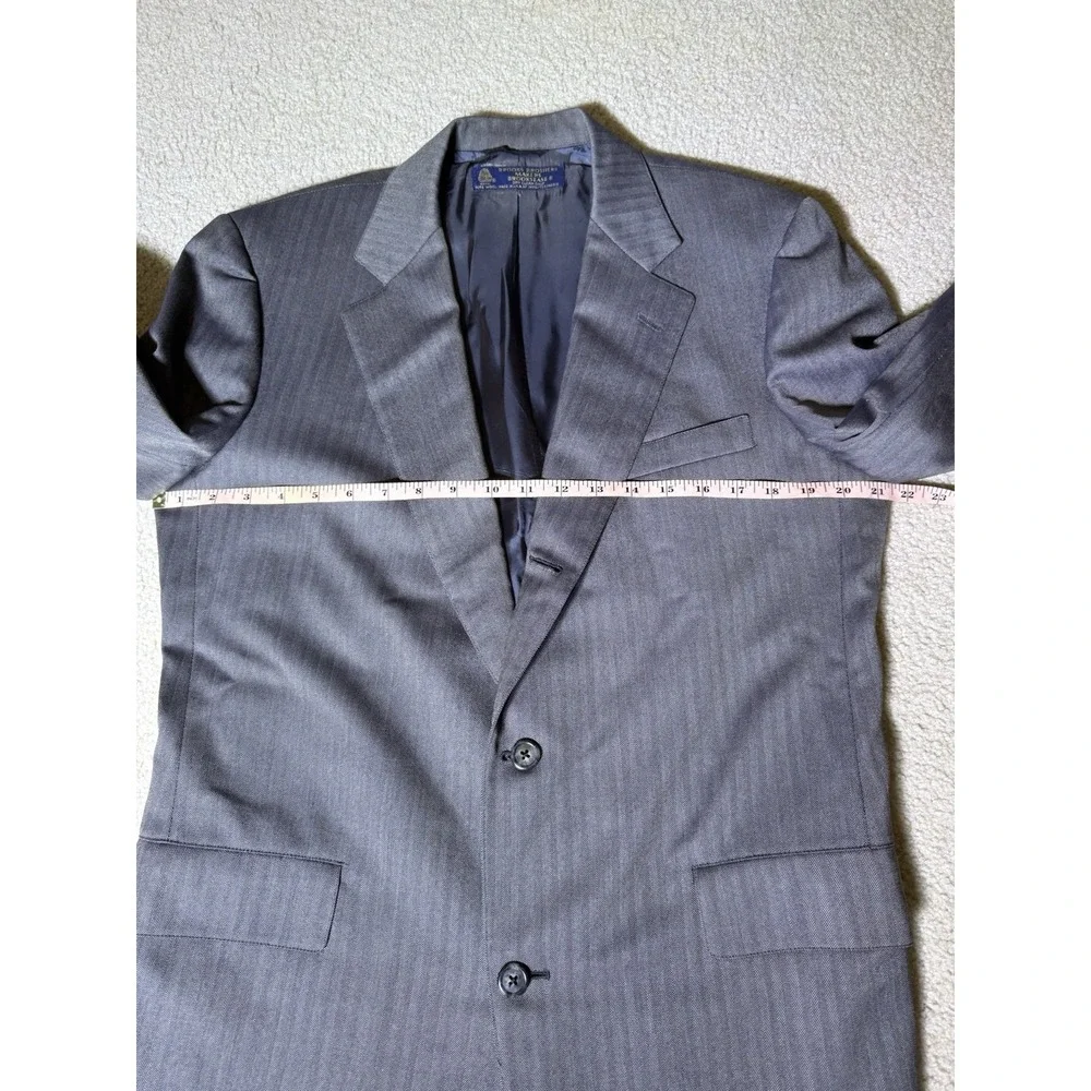 Vintage‎ Brooks Brothers Brooksease Wool Blazer Gray Stripe Made USA 40